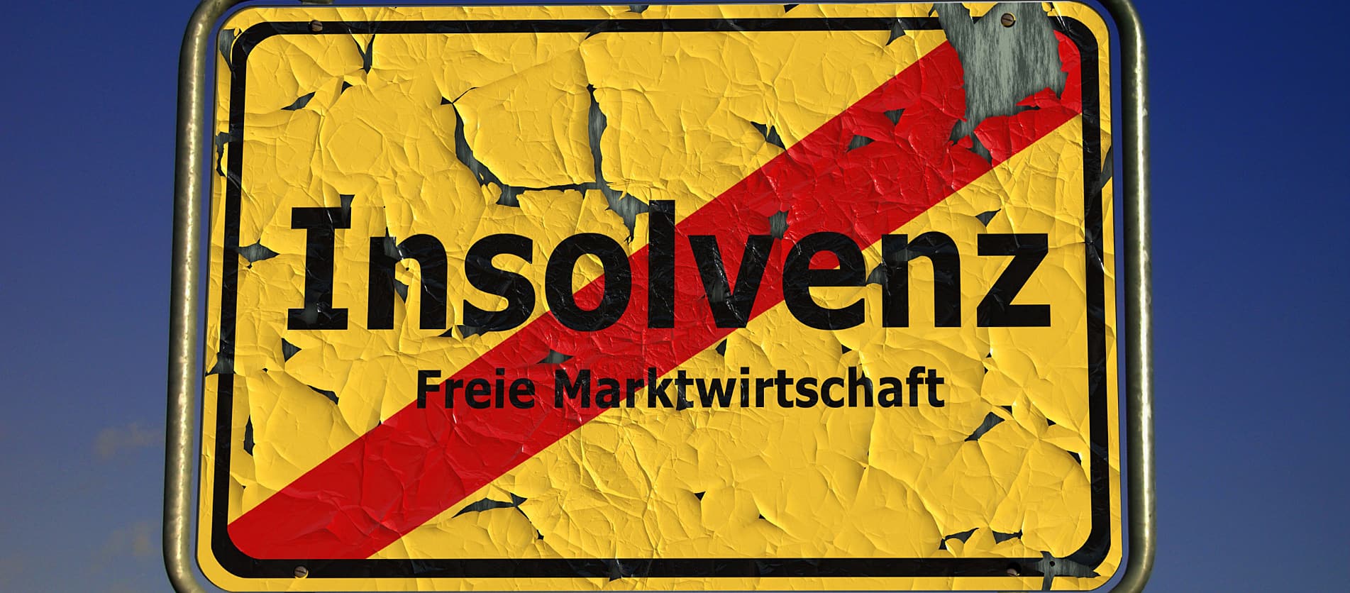 Strassenschild mit Schriftzug Insolvenz - Schuldnerberater helfen bei den Verbraucherinsolvenzantrag Privatinsolvenz Hamburg